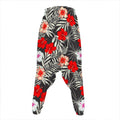 White Tropical Hibiscus Pattern Print Hammer Pants