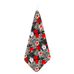 White Tropical Hibiscus Pattern Print Hand Towel