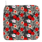 White Tropical Hibiscus Pattern Print Hand Towel