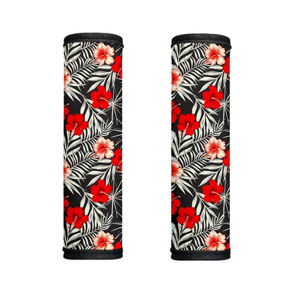 White Tropical Hibiscus Pattern Print Handle Covers