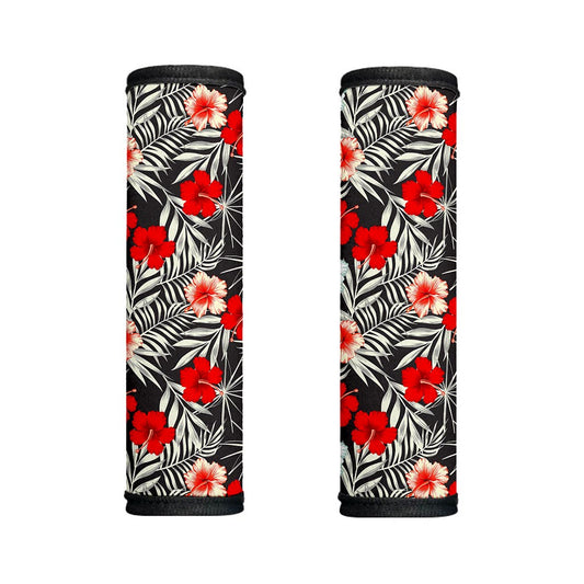 White Tropical Hibiscus Pattern Print Handle Covers