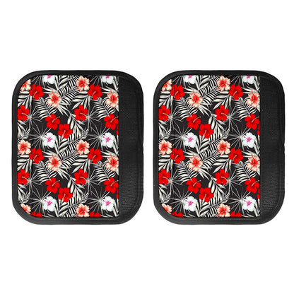 White Tropical Hibiscus Pattern Print Handle Covers
