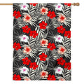 White Tropical Hibiscus Pattern Print House Flag