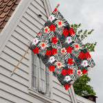 White Tropical Hibiscus Pattern Print House Flag