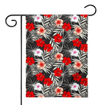 White Tropical Hibiscus Pattern Print House Flag