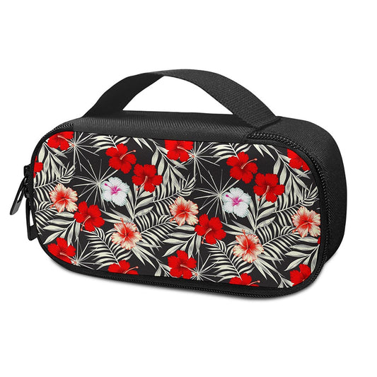 White Tropical Hibiscus Pattern Print Insulin Cooler Travel Case