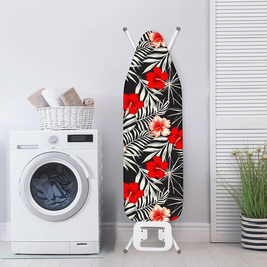 White Tropical Hibiscus Pattern Print Ironing Board Cover