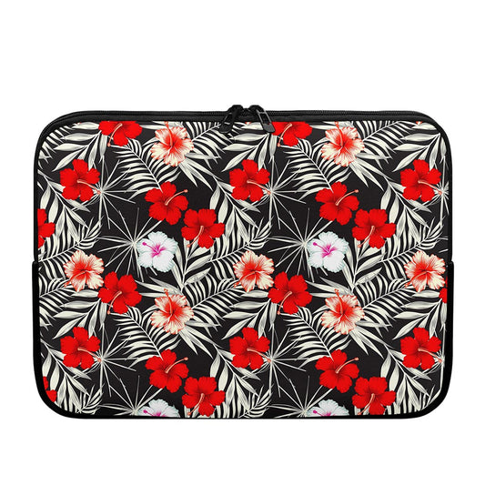 White Tropical Hibiscus Pattern Print Laptop Sleeve