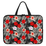 White Tropical Hibiscus Pattern Print Laptop Sleeve With Handle