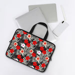 White Tropical Hibiscus Pattern Print Laptop Sleeve With Handle