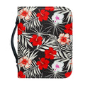 White Tropical Hibiscus Pattern Print Leather Bible Cover