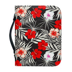 White Tropical Hibiscus Pattern Print Leather Bible Cover