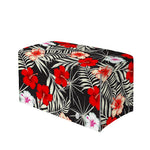 White Tropical Hibiscus Pattern Print Leather Tissue Box Cover