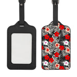 White Tropical Hibiscus Pattern Print Luggage Tag