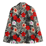 White Tropical Hibiscus Pattern Print Men's Blazer