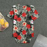 White Tropical Hibiscus Pattern Print Men's Bodysuit