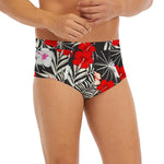 White Tropical Hibiscus Pattern Print Men's Briefs
