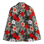 White Tropical Hibiscus Pattern Print Men's Cotton Blazer