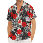 White Tropical Hibiscus Pattern Print Men's Deep V-Neck Shirt