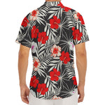 White Tropical Hibiscus Pattern Print Men's Deep V-Neck Shirt