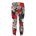 White Tropical Hibiscus Pattern Print Men's leggings