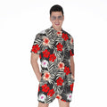 White Tropical Hibiscus Pattern Print Men's Romper
