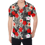 White Tropical Hibiscus Pattern Print Men's Shirt