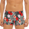 White Tropical Hibiscus Pattern Print Men's Short Boxer Briefs