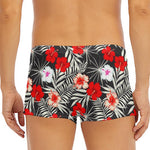 White Tropical Hibiscus Pattern Print Men's Short Boxer Briefs