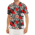 White Tropical Hibiscus Pattern Print Men's Short Sleeve Rash Guard