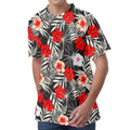 White Tropical Hibiscus Pattern Print Men's Velvet T-Shirt