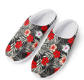 White Tropical Hibiscus Pattern Print Mesh Casual Shoes