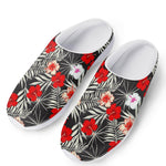 White Tropical Hibiscus Pattern Print Mesh Casual Shoes
