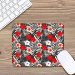 White Tropical Hibiscus Pattern Print Mouse Pad