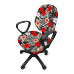 White Tropical Hibiscus Pattern Print Office Chair Cover