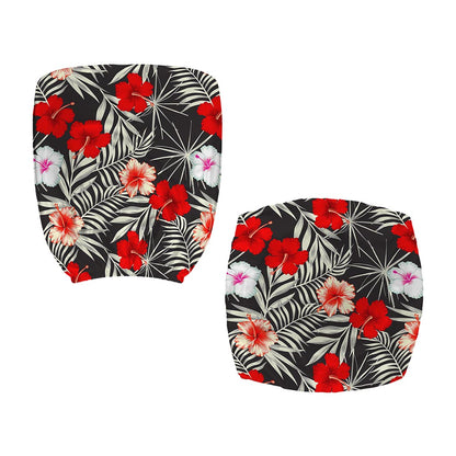 White Tropical Hibiscus Pattern Print Office Chair Cover