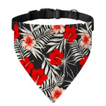White Tropical Hibiscus Pattern Print Over The Collar Dog Bandana
