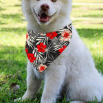 White Tropical Hibiscus Pattern Print Over The Collar Dog Bandana