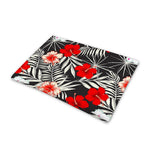 White Tropical Hibiscus Pattern Print Pet Cooling Mat Cover