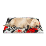 White Tropical Hibiscus Pattern Print Pet Cooling Mat Cover