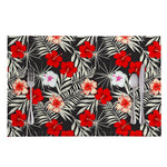 White Tropical Hibiscus Pattern Print Placemat