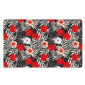 White Tropical Hibiscus Pattern Print Polyester Doormat