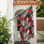 White Tropical Hibiscus Pattern Print Polyester Flag