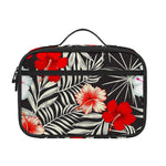White Tropical Hibiscus Pattern Print Portable Lunch Bag
