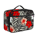 White Tropical Hibiscus Pattern Print Portable Lunch Bag