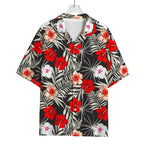 White Tropical Hibiscus Pattern Print Rayon Hawaiian Shirt
