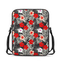 White Tropical Hibiscus Pattern Print Rectangular Crossbody Bag