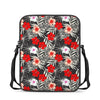 White Tropical Hibiscus Pattern Print Rectangular Crossbody Bag