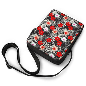 White Tropical Hibiscus Pattern Print Rectangular Crossbody Bag