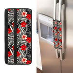 White Tropical Hibiscus Pattern Print Refrigerator Handle Covers